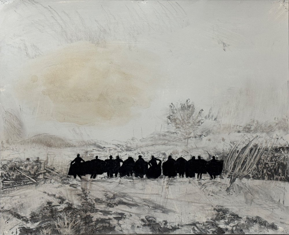Hedge • 2025 • Charcoal and Coffee on Paper • 21¼ x 26½ inches